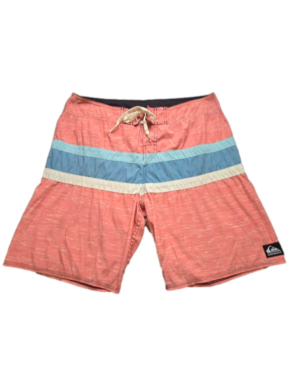 Quiksilver Surf Boardshorts Mens 32 Hybrid Swim Trunks Coral Stripe Stretch